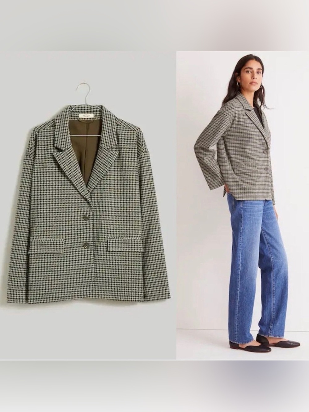 Madewell Oversized Knit Houndstooth Blazer Women’s XL Career Office Jacket
